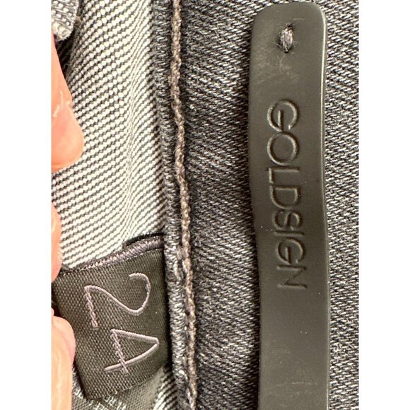 GOLDSIGN Skinny Ankle Denim Jeans Women's 24 Black 5-Pocket Mid Rise Dark Wash - Picture 3 of 4